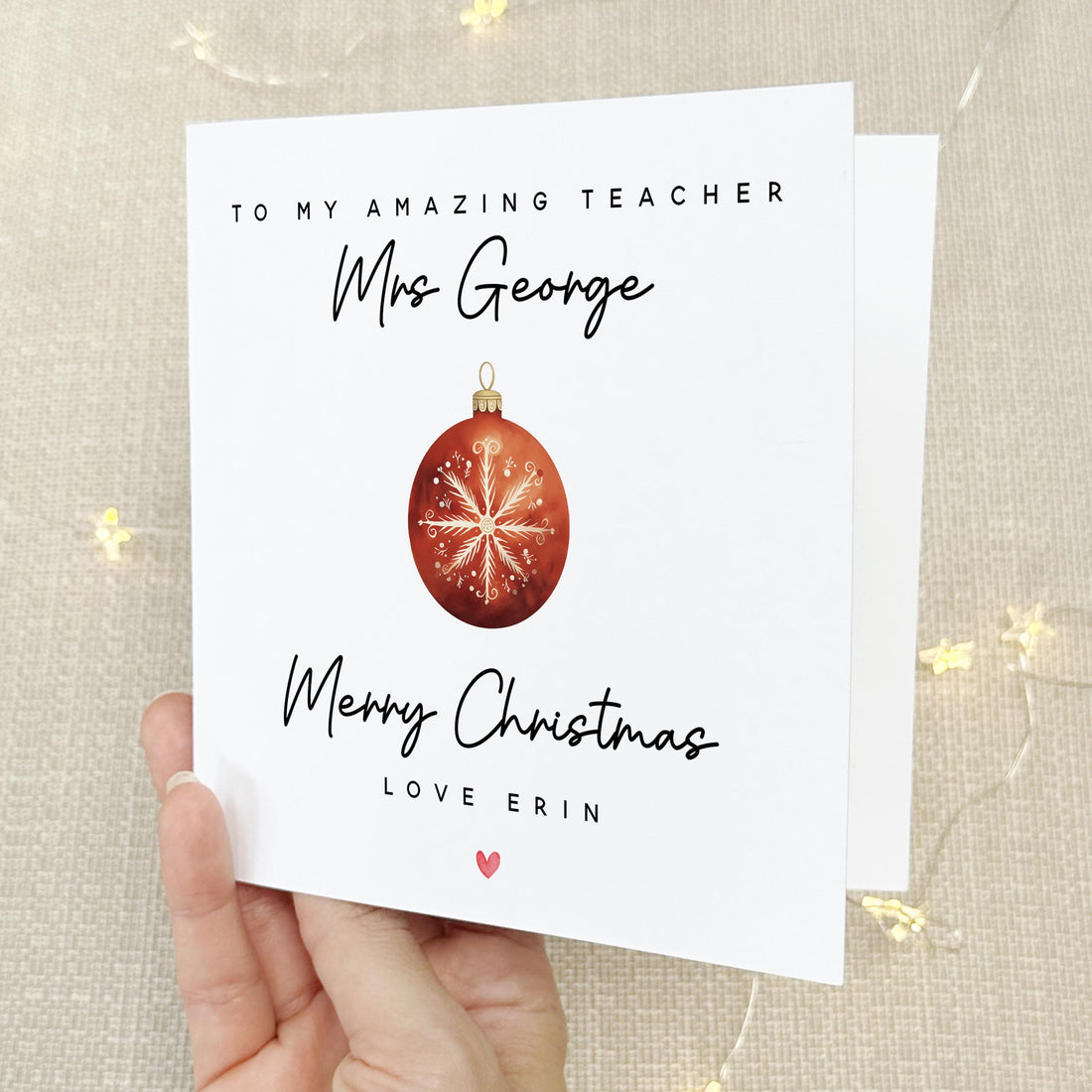 Teacher Christmas Card-Personalised Christmas Card-Christmas Card For Teacher-School Christmas Card-Teacher Christmas Gift-Xmas Card Bauble