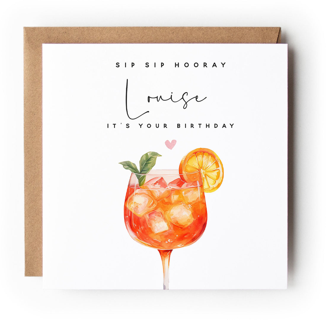 Personalised Birthday Card, Aperol Spritz Cocktail Card, Daughter, Granddaughter, Sister, Niece  Birthday Card, Kraft Envelope