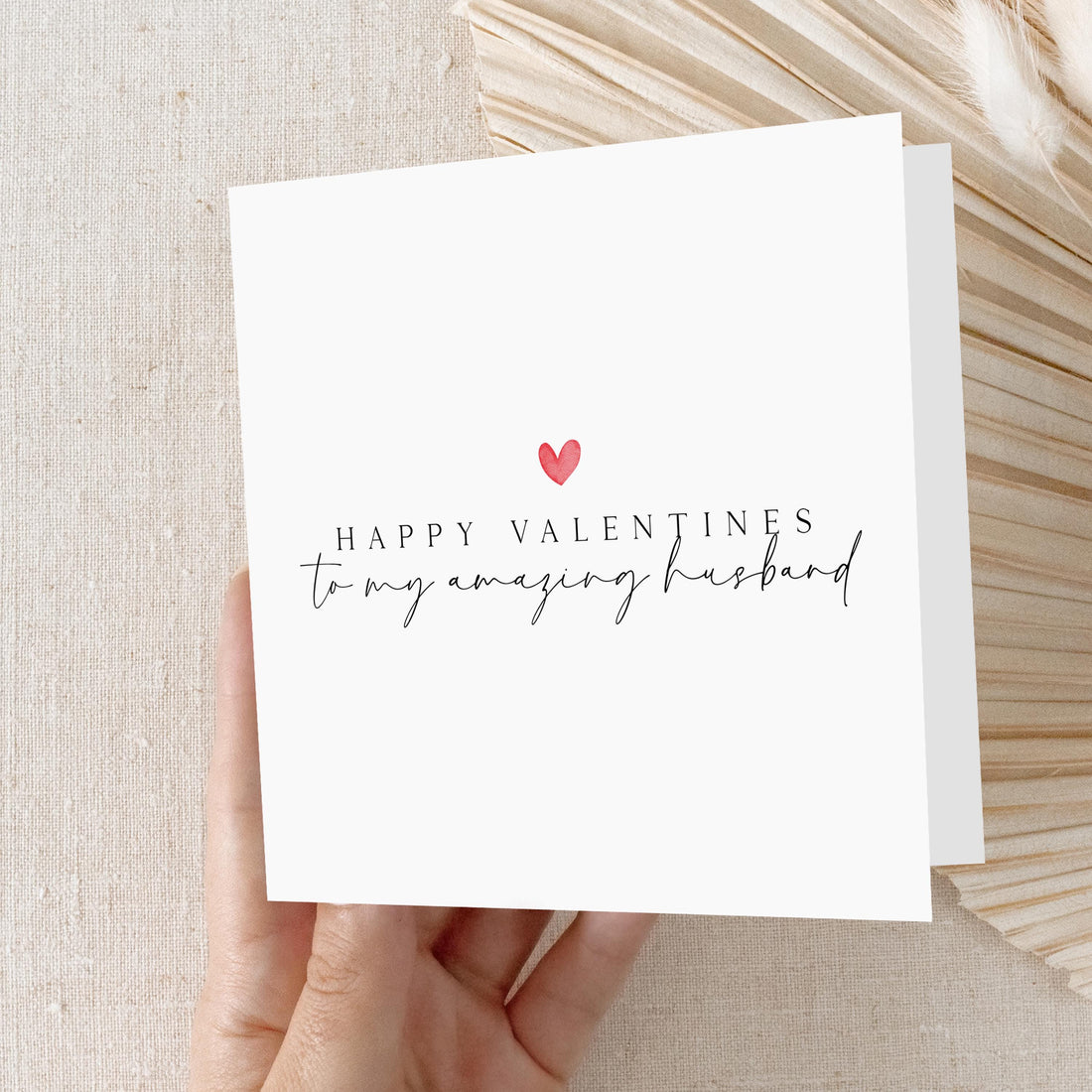 Valentines Day Card To Husband, Minimal Design, Perfect For Husband, For Him, Kraft Envelope 6x6 Approx., Handmade To Order
