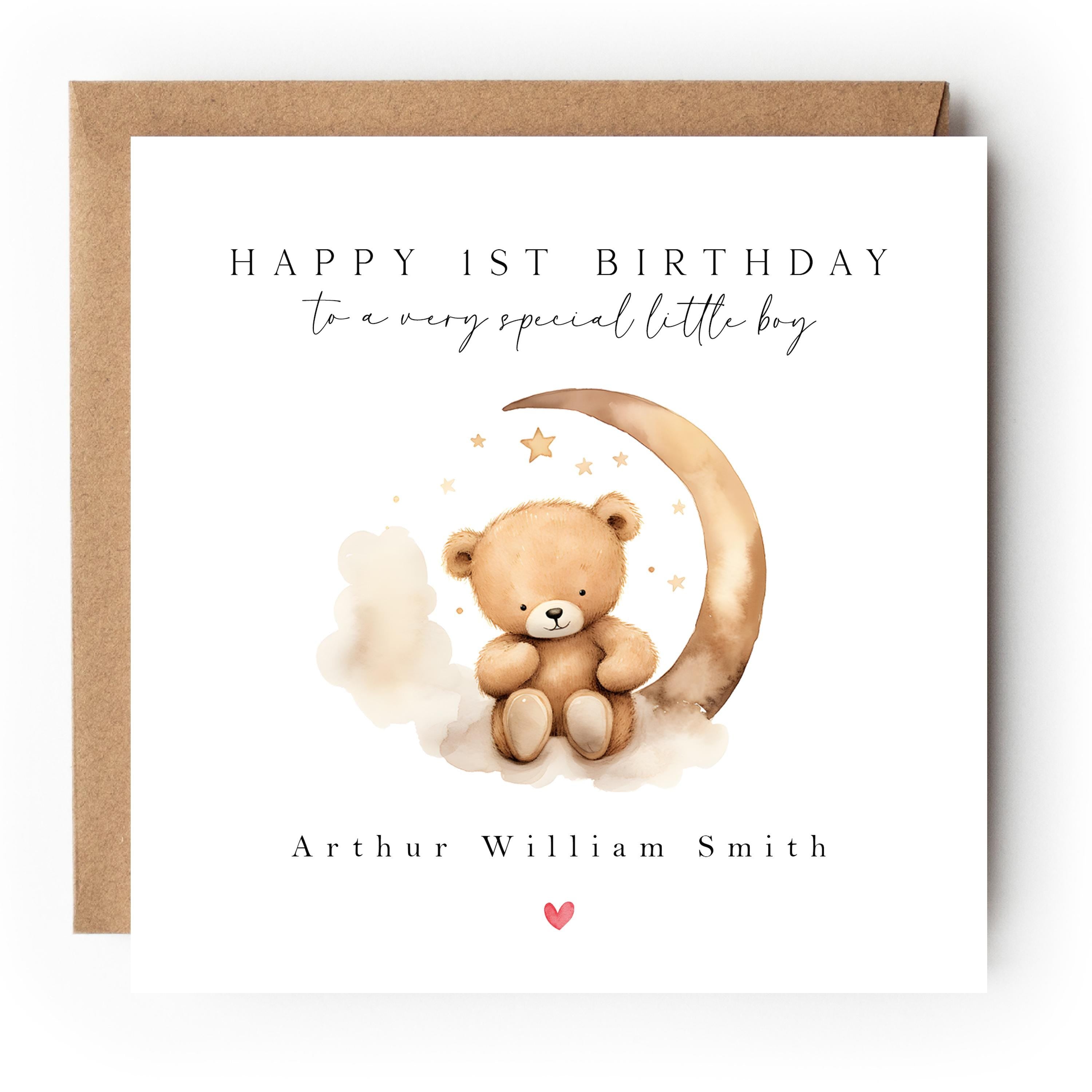 Personalised 1st Birthday Card, Special Milestone Card, First Birthday Card For Son, Nephew, Grandson One Year Old Birthday-6x6