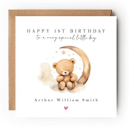 Personalised 1st Birthday Card, Special Milestone Card, First Birthday Card For Son, Nephew, Grandson One Year Old Birthday-6x6