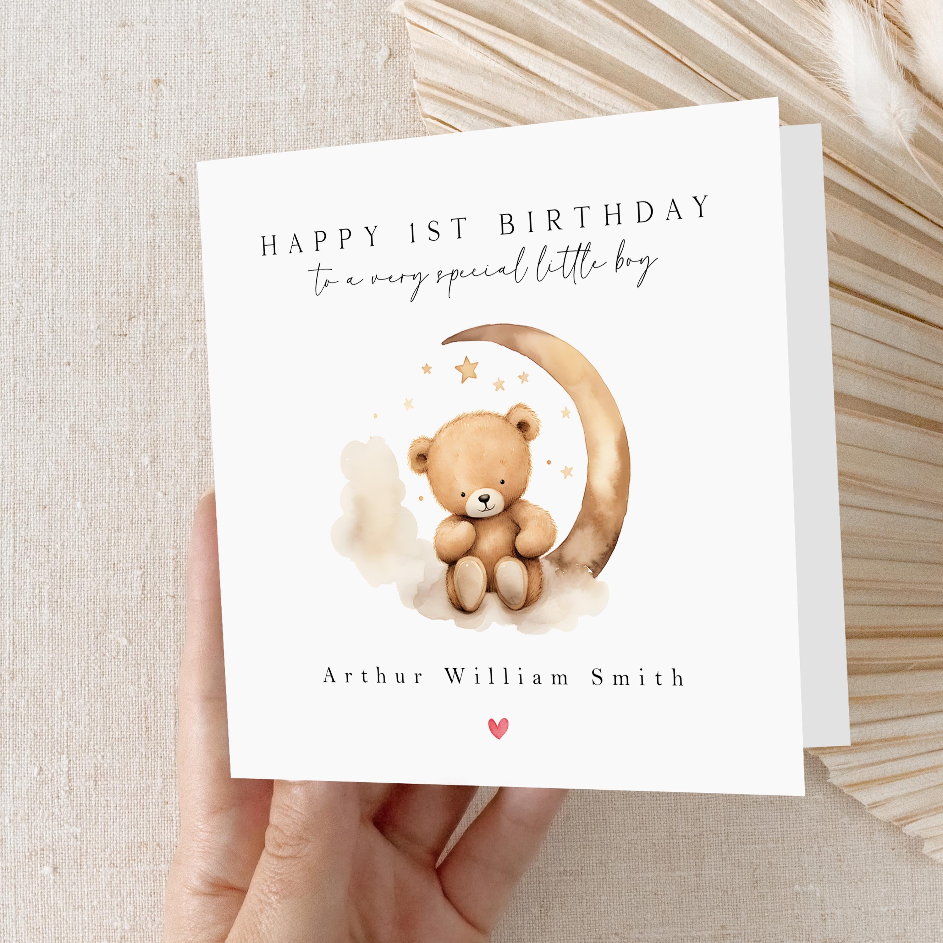 Personalised 1st Birthday Card, Special Milestone Card, First Birthday Card For Son, Nephew, Grandson One Year Old Birthday-6x6