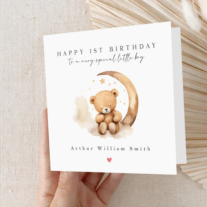 Personalised 1st Birthday Card, Special Milestone Card, First Birthday Card For Son, Nephew, Grandson One Year Old Birthday-6x6