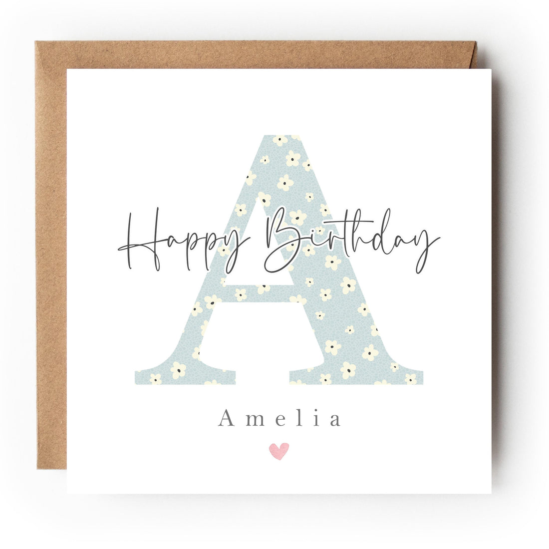 Girls Birthday Card, Personalised Birthday Cards, Birthday Gift, Daughter, Granddaughter, Niece Birthday Card, Ditsy,Kraft Envelope Included