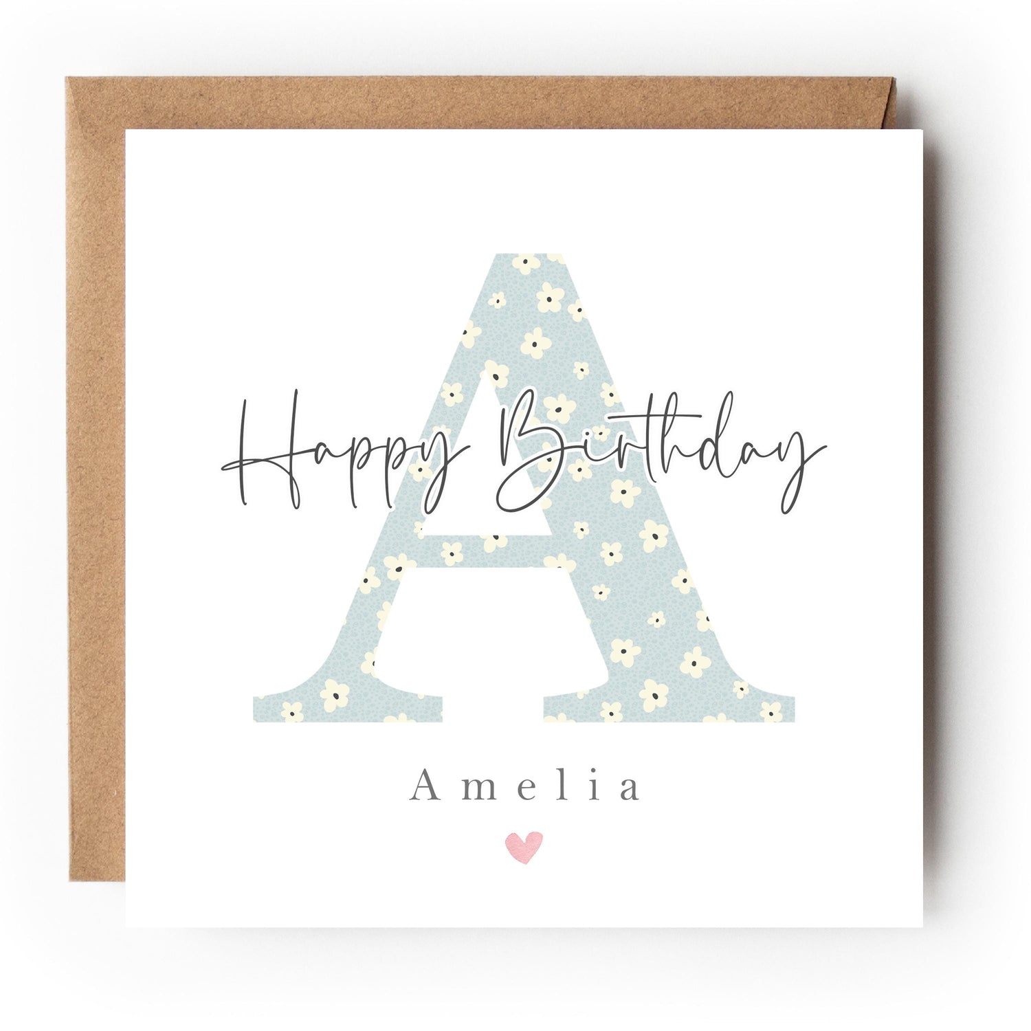 Girls Birthday Card, Personalised Birthday Cards, Birthday Gift, Daughter, Granddaughter, Niece Birthday Card, Ditsy,Kraft Envelope Included