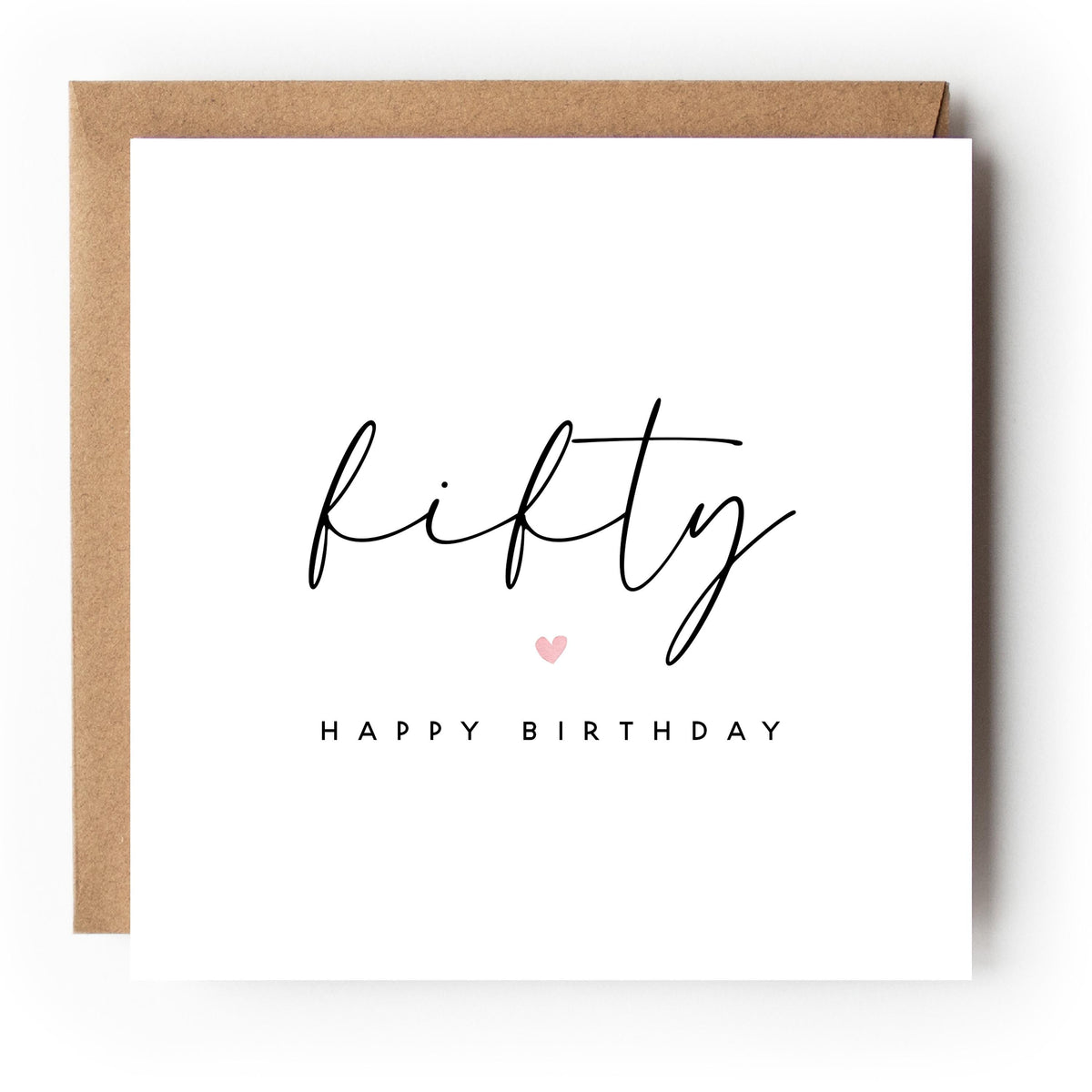 50th Script 50th Birthday Card, Minimal Script, Special Milestone Card, Birthday F ...