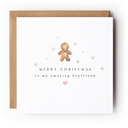 Boyfriend Christmas Card, Christmas Card For Boyfriend, Christmas Gift For Boyfriend, 1st Christmas Together, Gingerbread man,Kraft Envelope