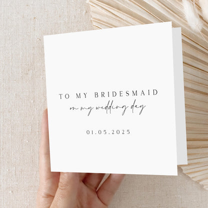 To My Bridesmaid Card, Bridesmaid Card, Wedding Day Card, Wedding Keepsake, Wedding Cards, Script Minimal, Wedding Card, Kraft Envelope