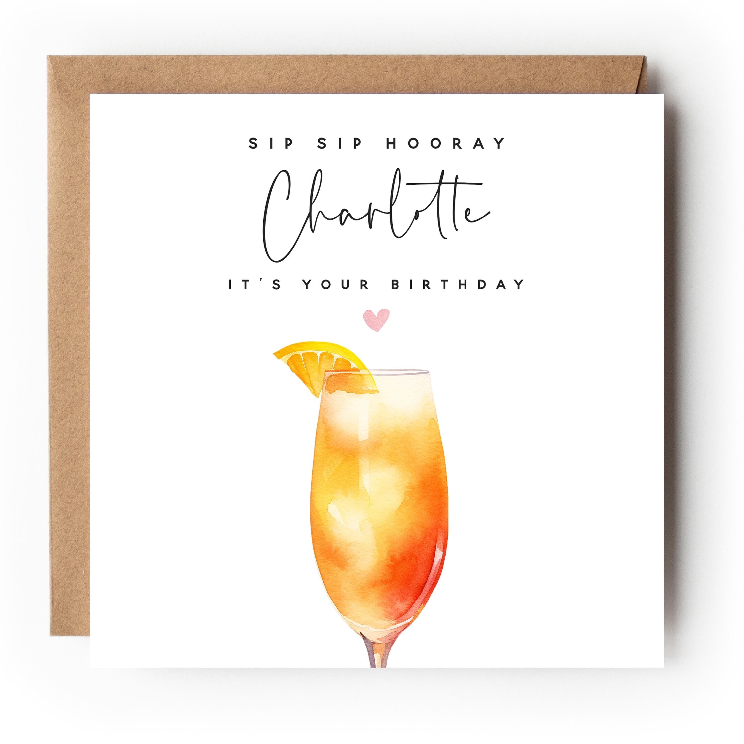 Personalised Birthday Card, Birthday Cocktail Bellini Drink Card, Daughter, Granddaughter, Sister,Birthday Card,Birthday Gift,Kraft Envelope