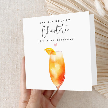 Personalised Birthday Card, Birthday Cocktail Bellini Drink Card, Daughter, Granddaughter, Sister,Birthday Card,Birthday Gift,Kraft Envelope