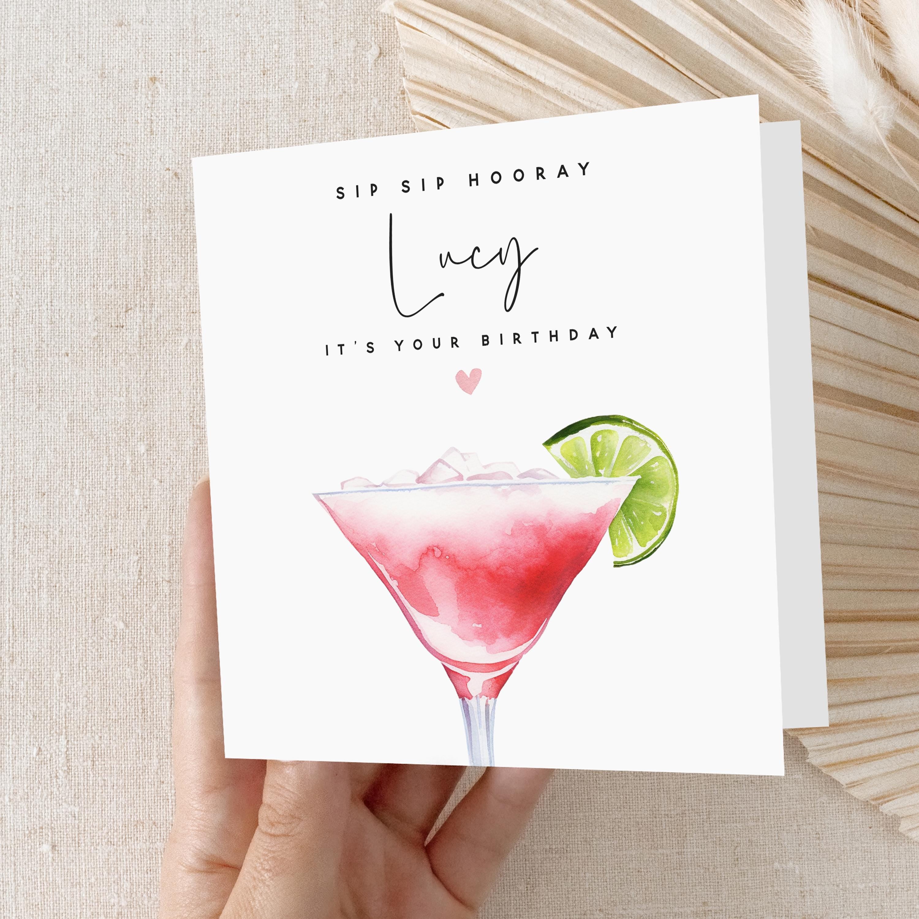Personalised Birthday Card,Cocktail Daiquiri Card,Card For Daughter,Granddaughter,Sister,21st 30th 40th 50th Birthday Gift,Kraft Envelope
