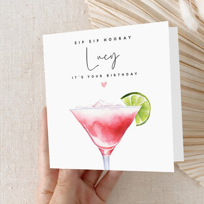Personalised Birthday Card,Cocktail Daiquiri Card,Card For Daughter,Granddaughter,Sister,21st 30th 40th 50th Birthday Gift,Kraft Envelope