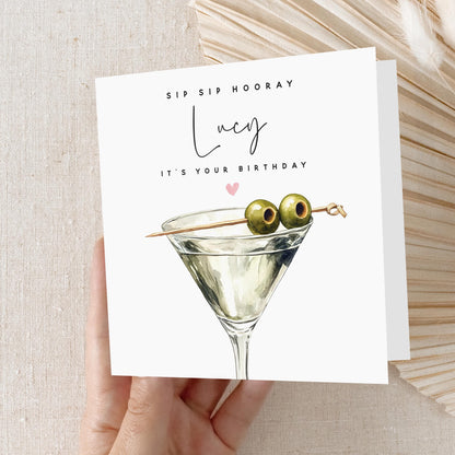 Personalised Birthday Card,Cocktail Martini Card,Card For Daughter,Granddaughter,Sister,21st 30th 40th 50th Birthday Gift,Kraft Envelope