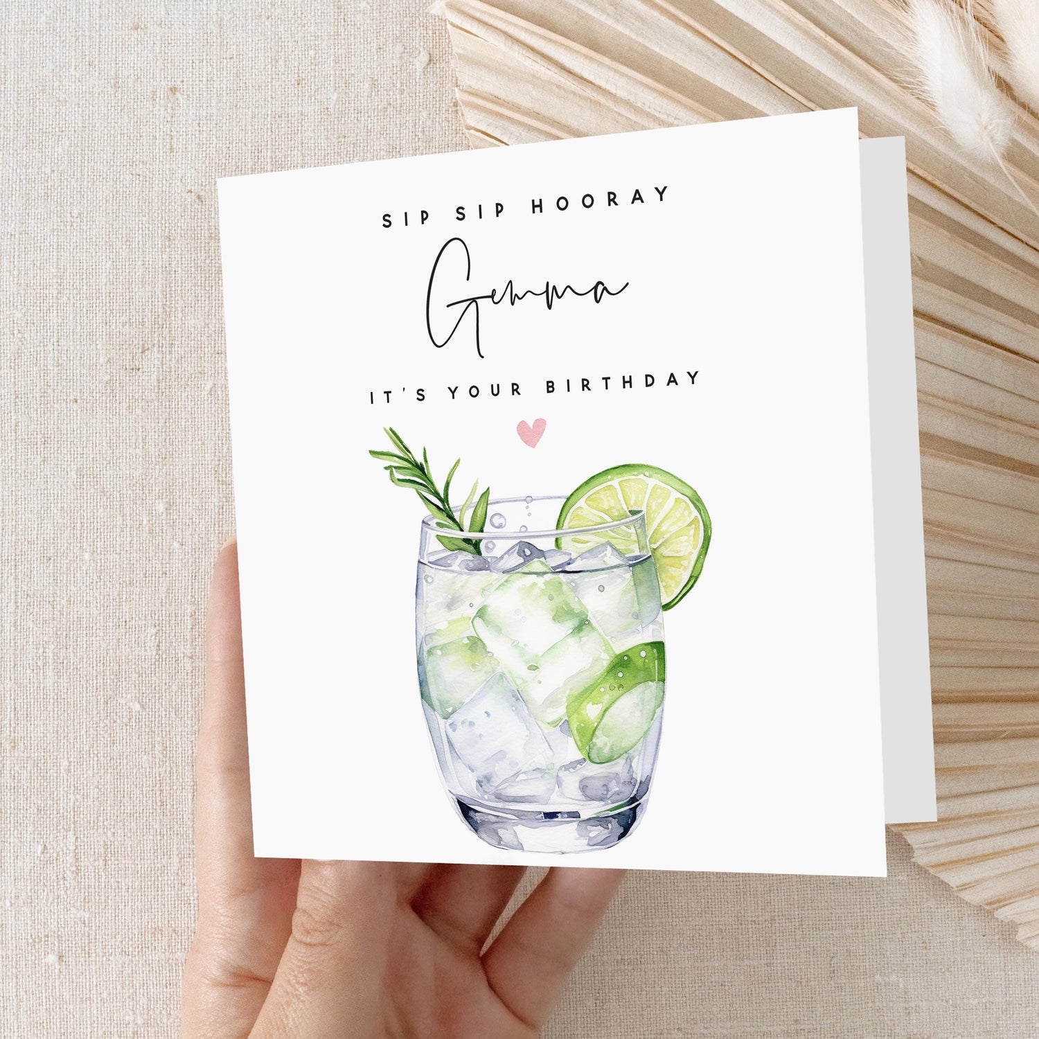 Personalised Birthday Card,Cocktail Gin and Tonic Card,Card For Daughter,Granddaughter,Sister,21st 30th 40th 50th Birthday Gift,Envelope