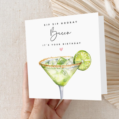 Personalised Birthday Card,Cocktail Margarita Card,Card For Friend,Daughter,Granddaughter,Sister,21st 30th 40th 50th Birthday Gift,Envelope