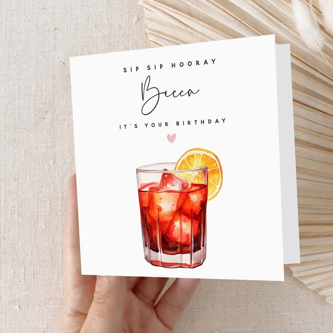 Personalised Birthday Card,Cocktail Negroni Card,Card For Friend,Daughter,Granddaughter,Sister,21st 30th 40th 50th Birthday Gift,Envelope
