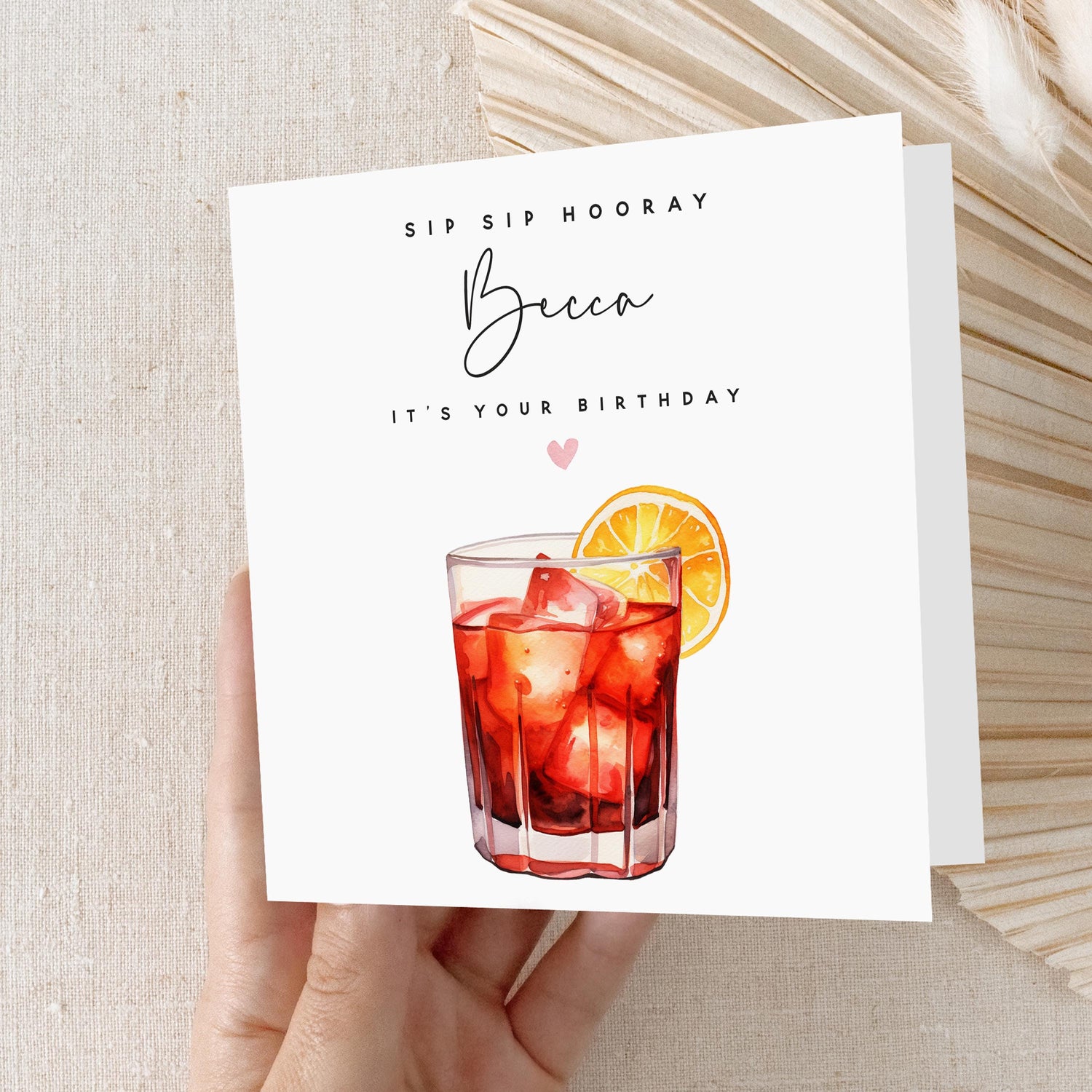 Personalised Birthday Card,Cocktail Negroni Card,Card For Friend,Daughter,Granddaughter,Sister,21st 30th 40th 50th Birthday Gift,Envelope