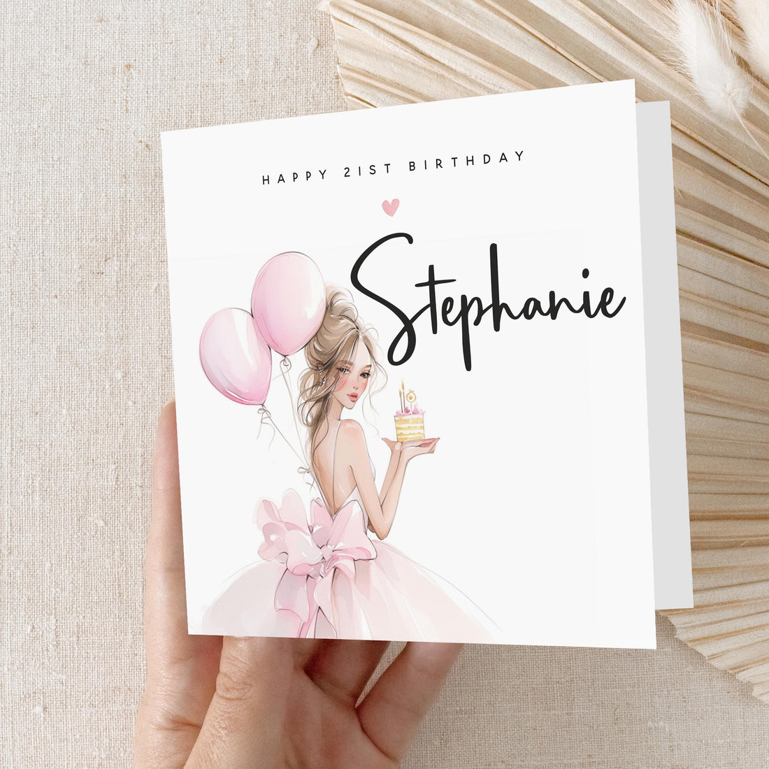 Personalised 21st Birthday Card, Special Milestone Birthday, Twenty one,Daughter,Granddaughter, Sister, Niece Birthday, Girls,Kraft Envelope