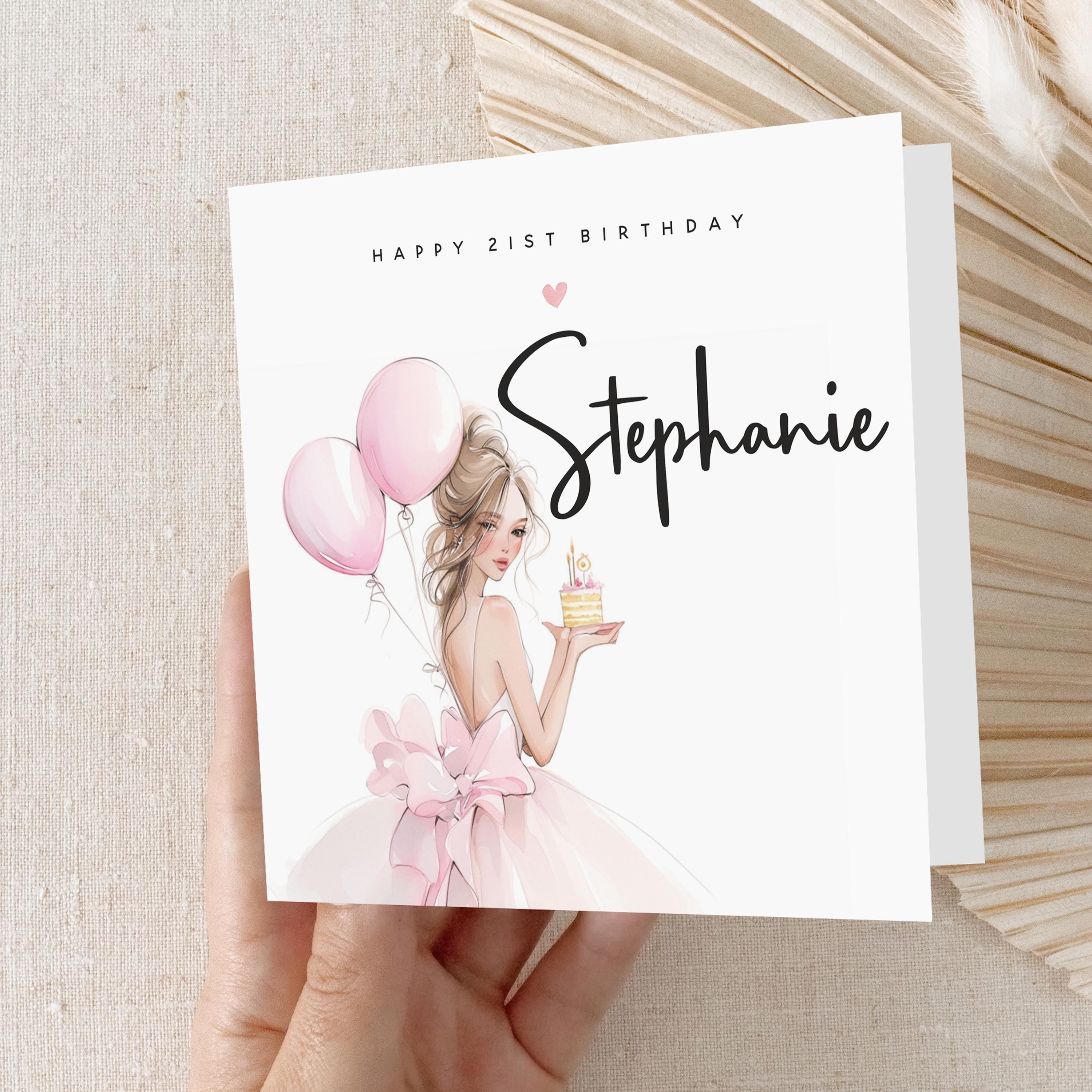 Personalised 21st Birthday Card, Special Milestone Birthday, Twenty one,Daughter,Granddaughter, Sister, Niece Birthday, Girls,Kraft Envelope