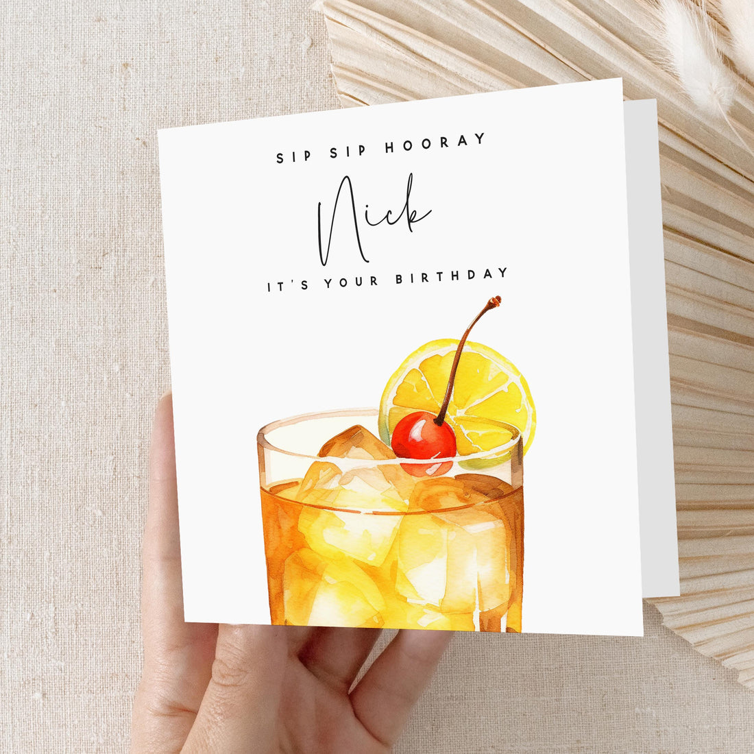 Personalised Birthday Card,Cocktail Whiskey Drinks Card,Card For Friend, Husband,Son,Grandson,Brother,30th 40th 50th Birthday Gift,Envelope