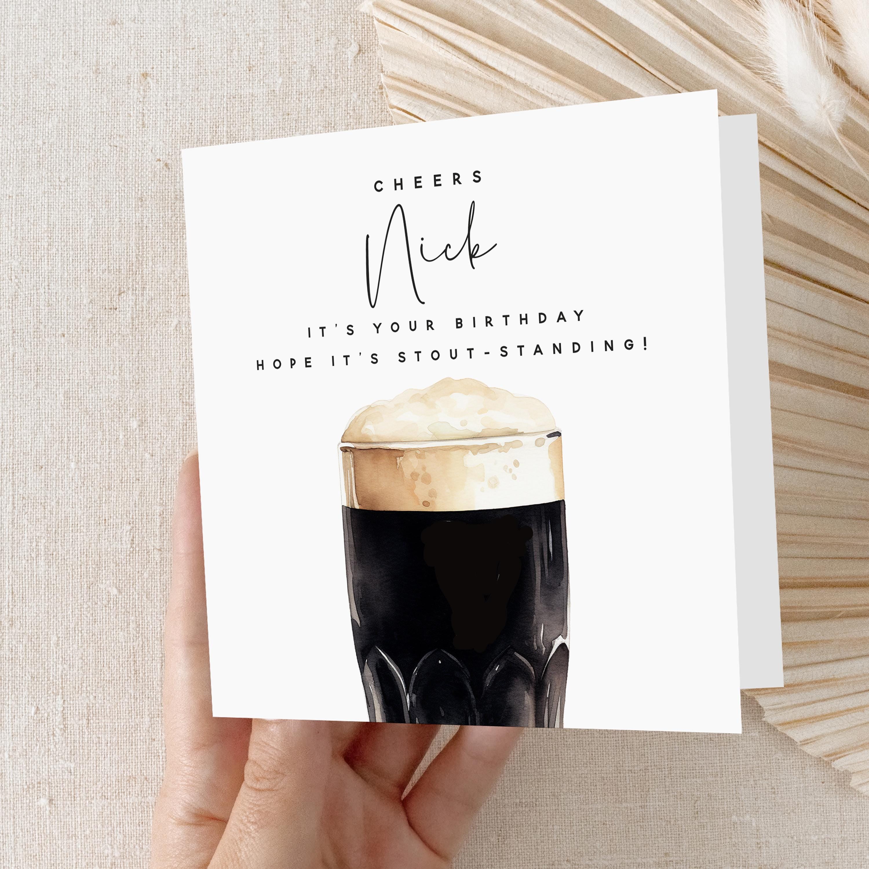Personalised Birthday Card,Irish Stout Birthday Card Men,Beer Ale Card, Birthday For Son,Boyfriend,Dad,Birthday Gift For Him-Kraft Envelope
