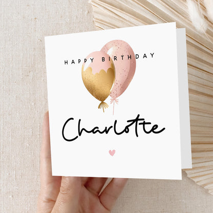Personalised Birthday Card, Special Birthday Card For Her, Birthday Card For Wife, Sister, Daughter, Auntie, Friend, Balloons-Kraft Envelope