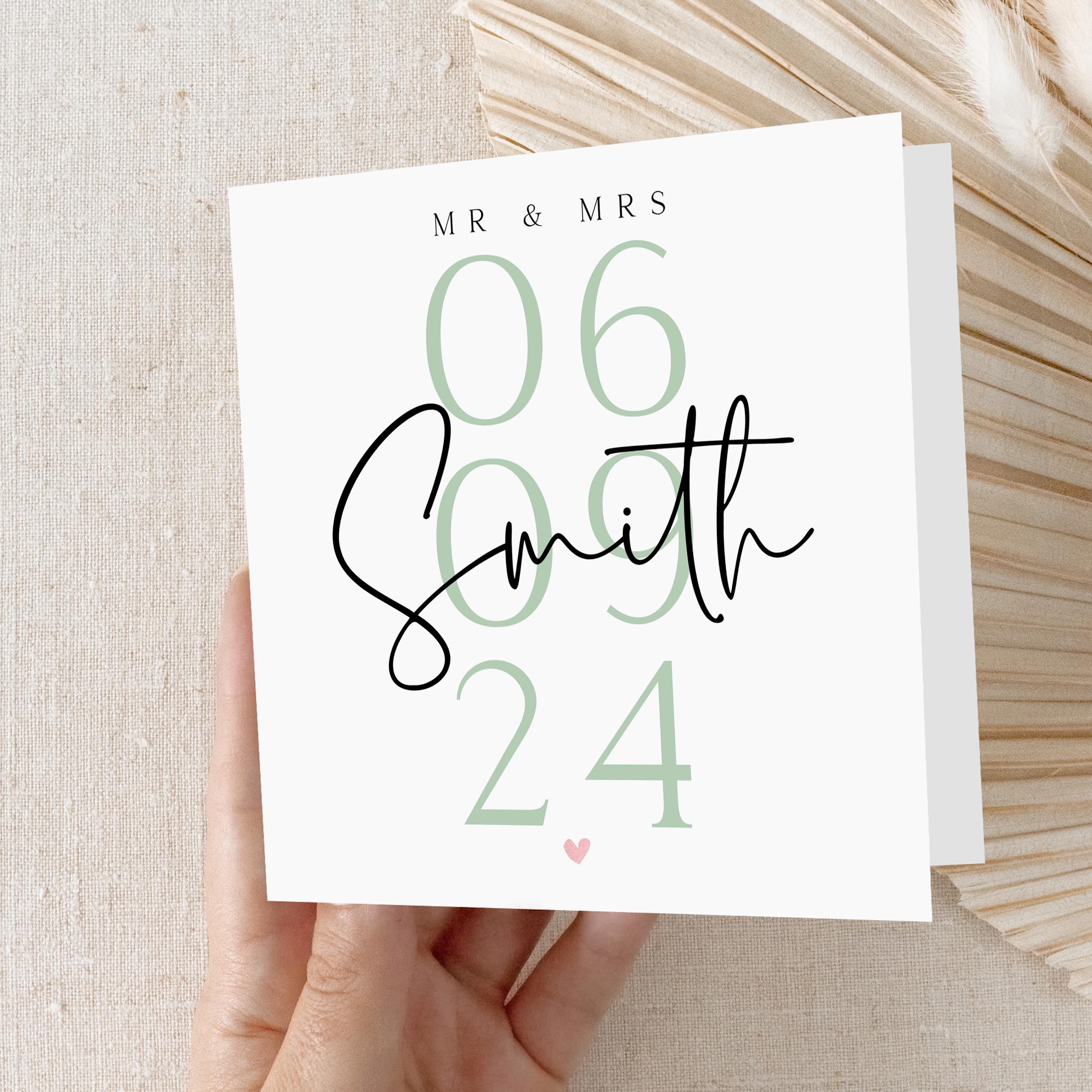 Personalised Wedding Day Card, Wedding Date,Card For Newlywed Couple, Just Married, Wedding Gift, Congratulations On Your Wedding Day Card