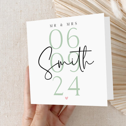 Personalised Wedding Day Card, Wedding Date,Card For Newlywed Couple, Just Married, Wedding Gift, Congratulations On Your Wedding Day Card