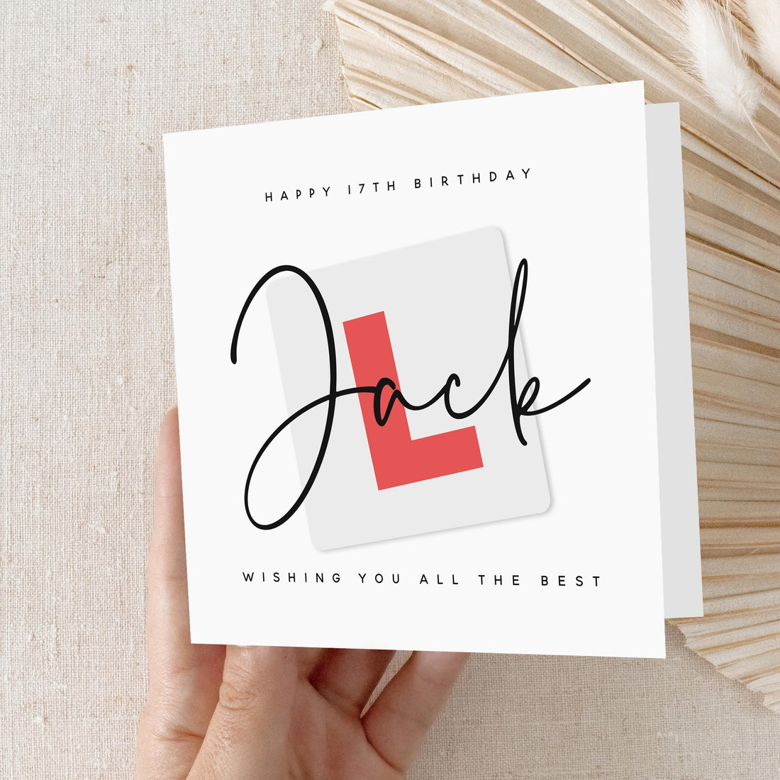 17th Birthday Card Personalised, Milestone Birthday, Seventeenth, Daughter, Granddaughter, Son, Grandson Niece Birthday Card, Large L Plate