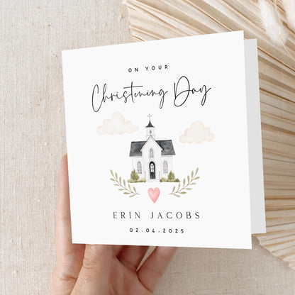 Personalised Christening Card,Girl&