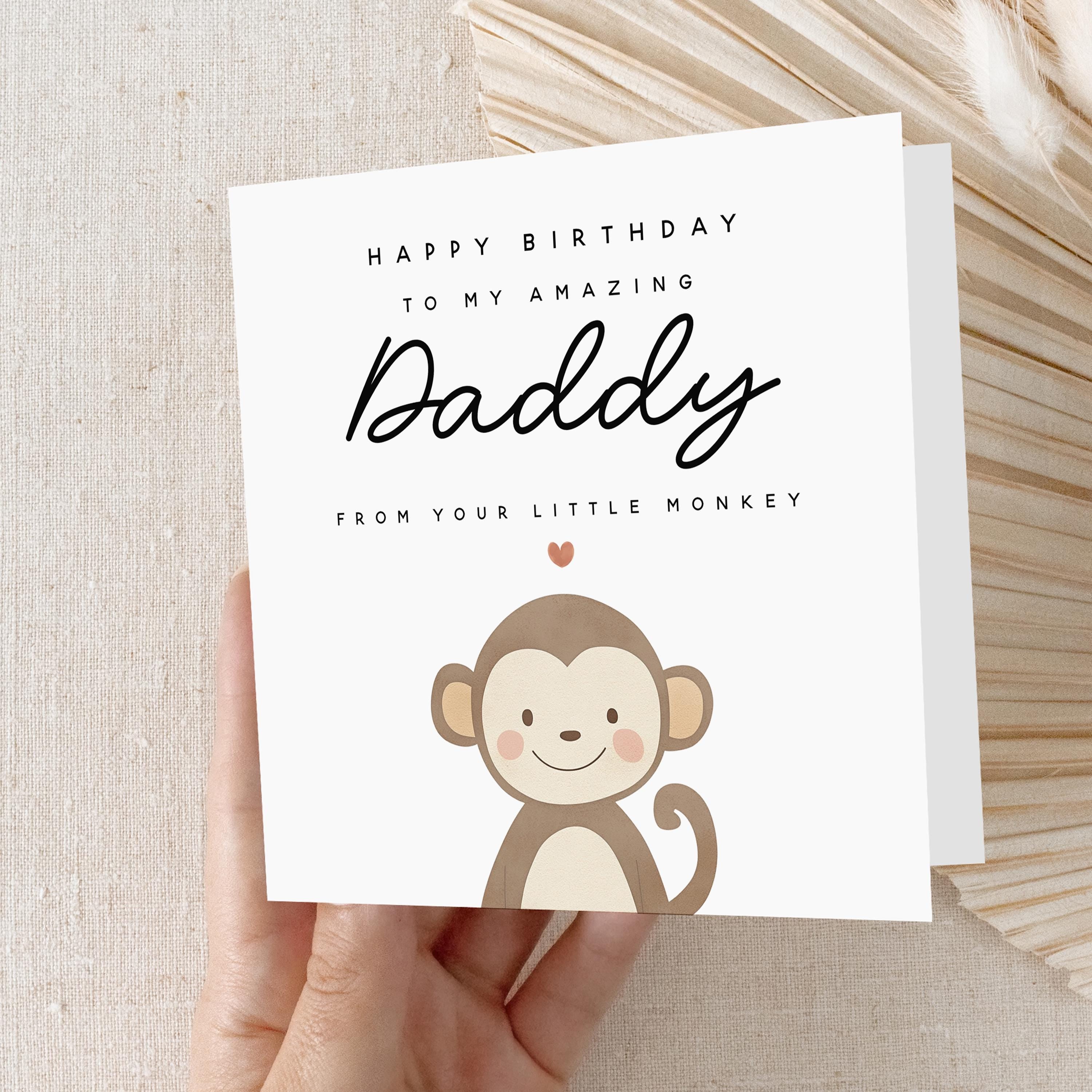 My Daddy Birthday Card, Birthday Card For Dad,First Birthday As Dad,Birthday Card For Him,New Dad Card,Little Monkey,Kraft Envelope Included