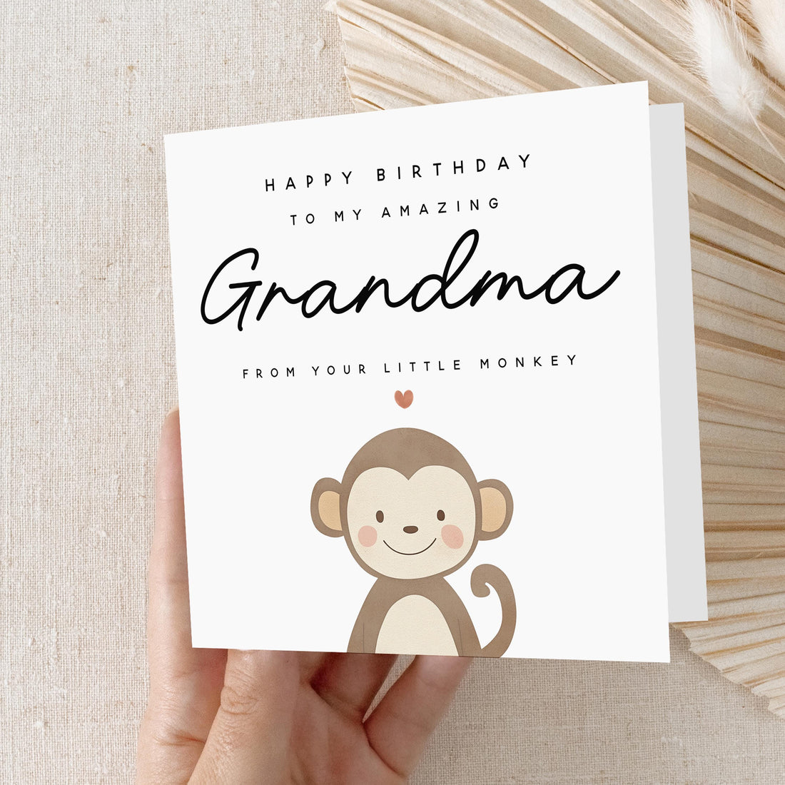 Grandma Birthday Card, Birthday Card For Nan,Granny Birthday Card,Birthday Card For Her,Nanna Card,Little Monkey,Kraft Envelope Included