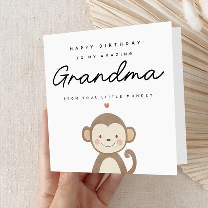 Grandma Birthday Card, Birthday Card For Nan,Granny Birthday Card,Birthday Card For Her,Nanna Card,Little Monkey,Kraft Envelope Included