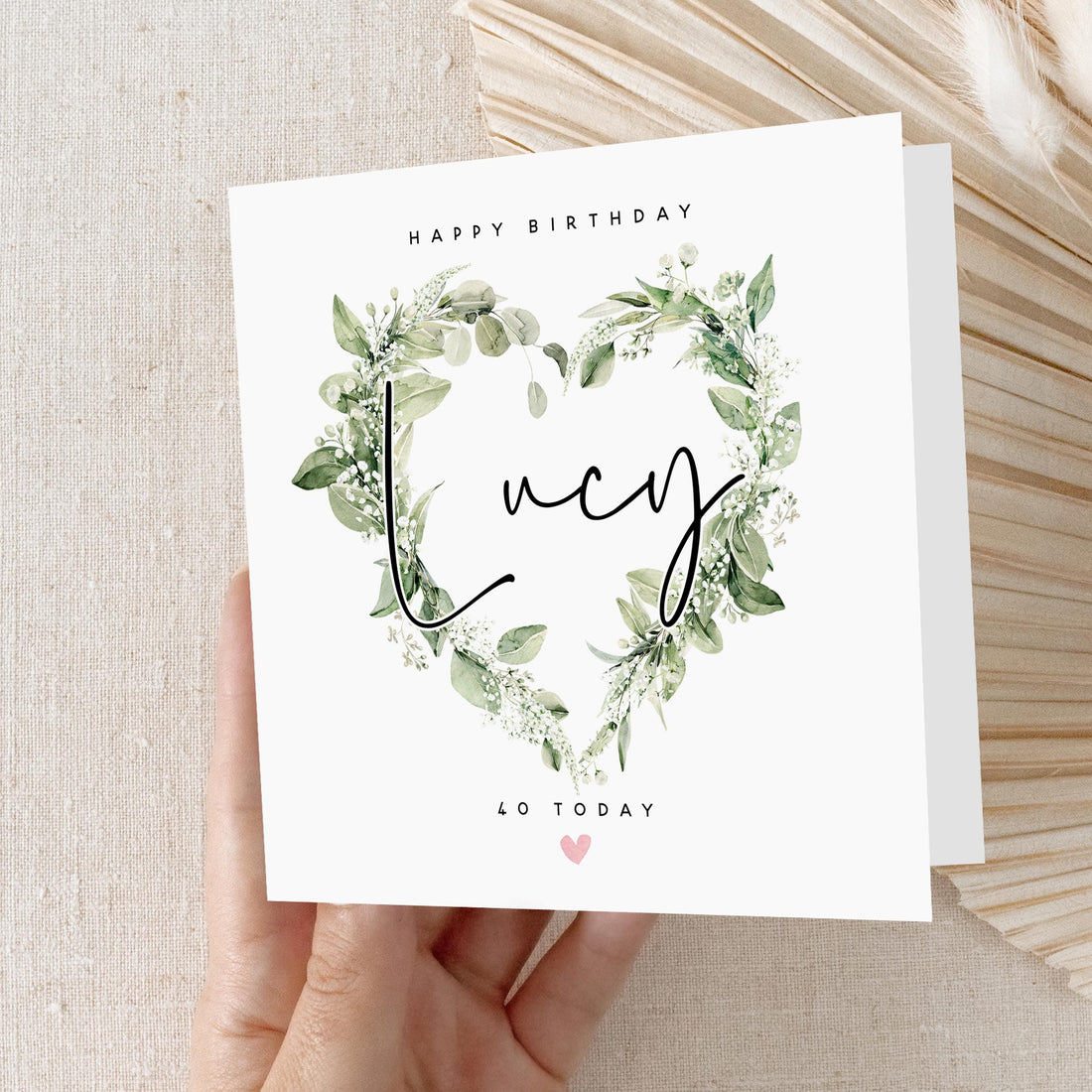 Personalised 40th Birthday Card, Special Milestone Card, Birthday Card For Daughter, Mum, Wife, Best Friend, 40, Forty Wreath-Kraft Envelope