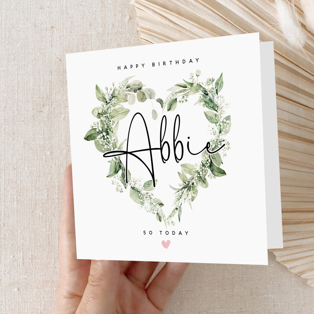 Personalised 50th Birthday Card, Special Milestone Card, Birthday Card For Wife, Mum, Friend, Sister, 50, Fiftieth Minimal-Kraft Envelope