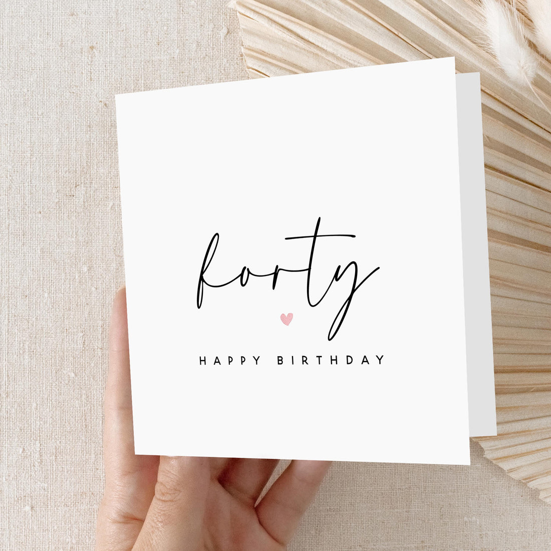 40th Birthday Card, Special Milestone Card, Birthday For Daughter, Minimal Script 40, Forty Minimal-Kraft Envelope