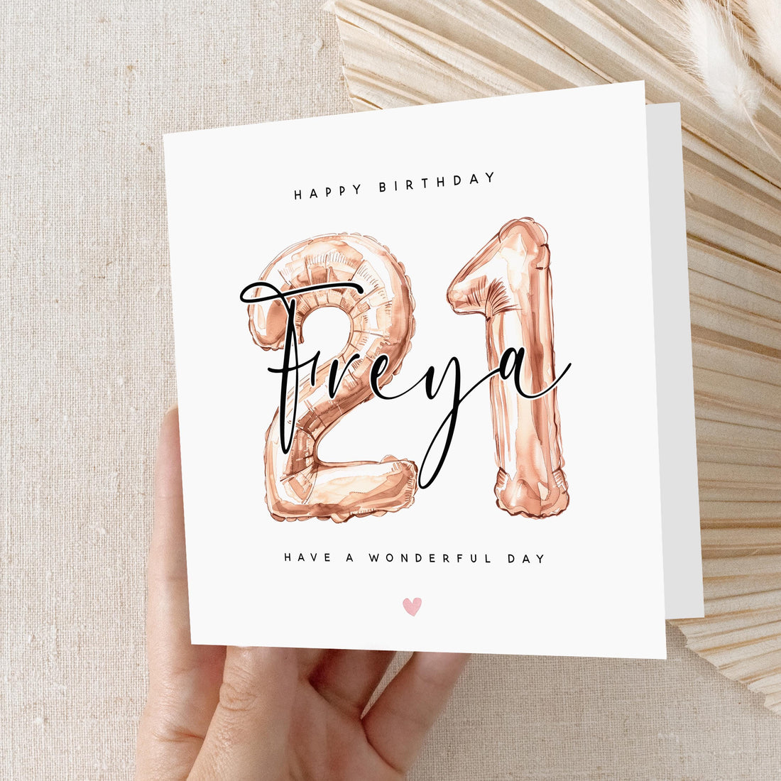 Personalised 21st Birthday Card, Special Milestone Birthday, Twenty First, Daughter, Granddaughter, Sister, Niece Card, Rose Gold Balloon