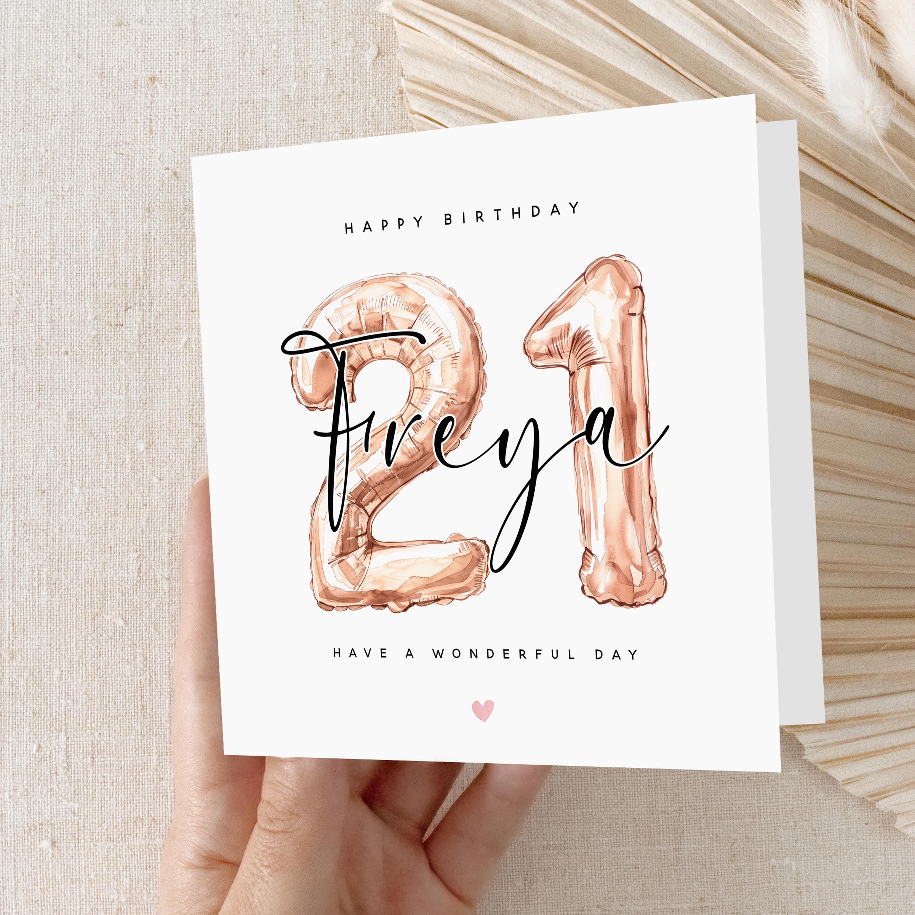 Personalised 21st Birthday Card, Special Milestone Birthday, Twenty First, Daughter, Granddaughter, Sister, Niece Card, Rose Gold Balloon