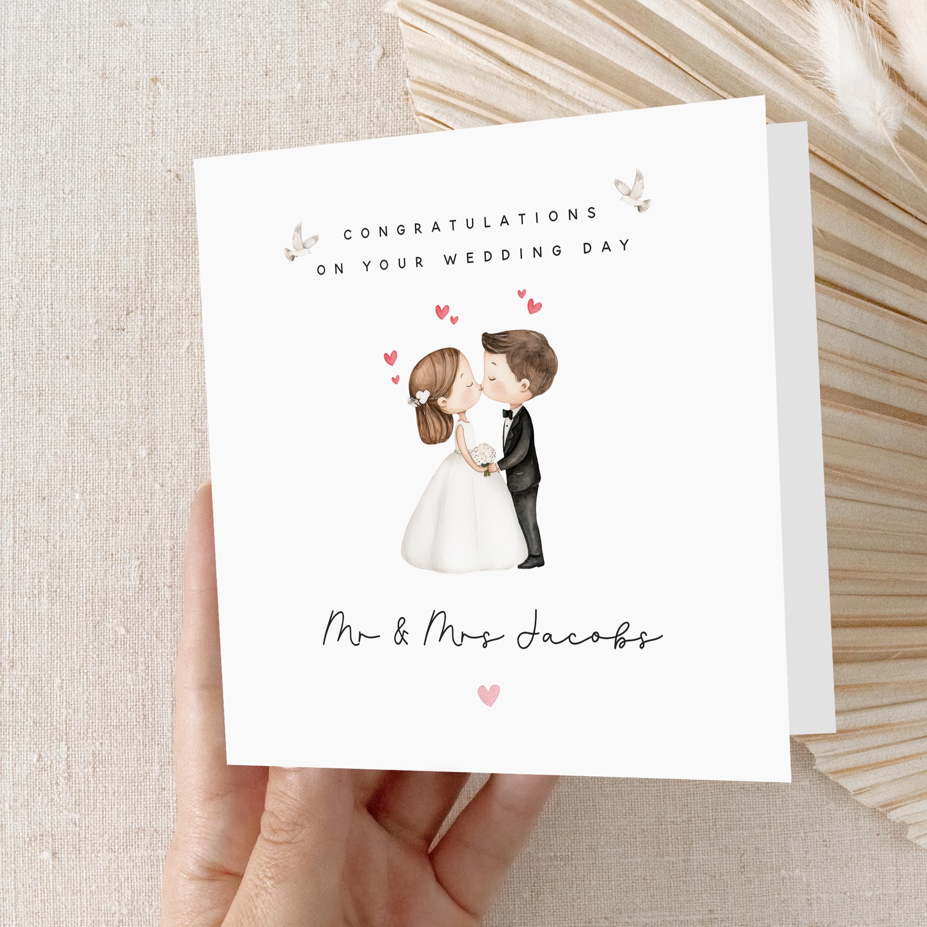 Wedding Day Card Personalised, Congratulations on Your Wedding Day Card, Newlyweds, Wedding Gift, Card For Friends Wedding, Mr and Mrs