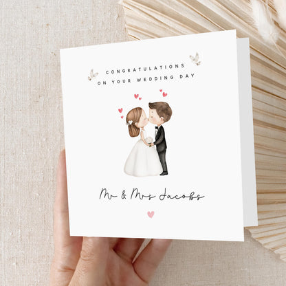 Wedding Day Card Personalised, Congratulations on Your Wedding Day Card, Newlyweds, Wedding Gift, Card For Friends Wedding, Mr and Mrs
