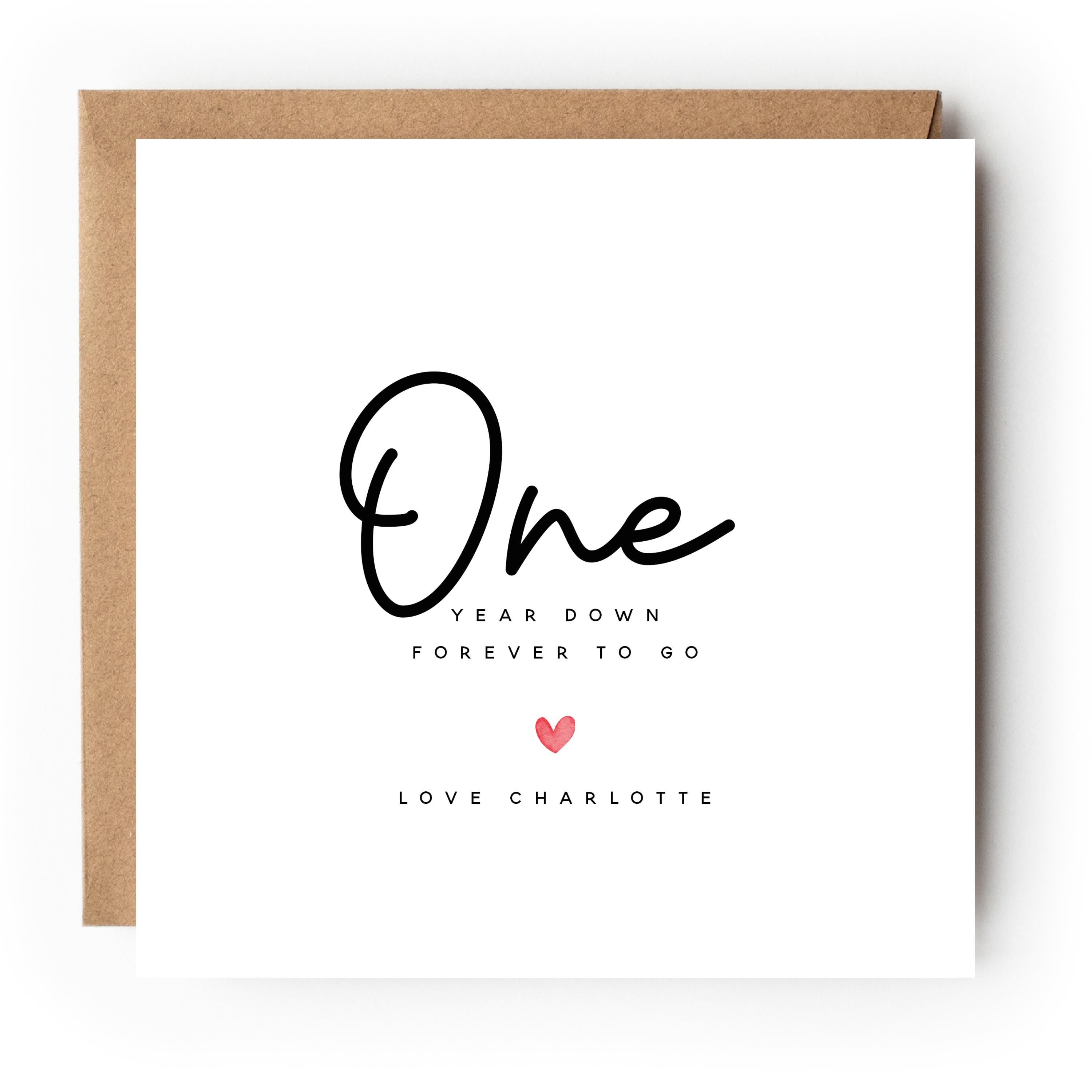 Personalised Anniversary Card - Any Year Anniversary Card- One Year Down- Anniversary Card -Anniversary Gift- Handmade Card