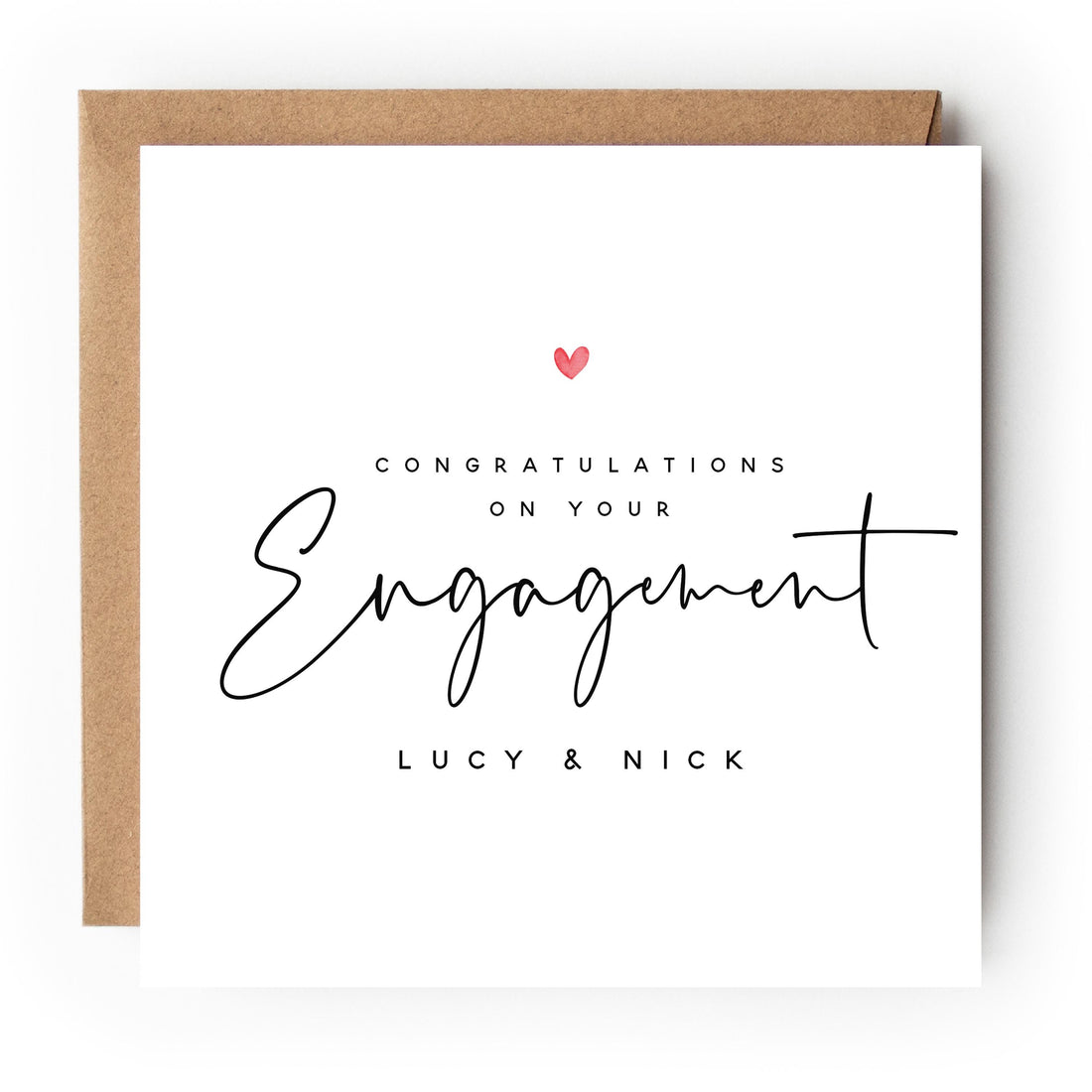 Personalised Engagement Card, Congratulations on Your Engagement Card, Minimal Script Engagement Card, You&