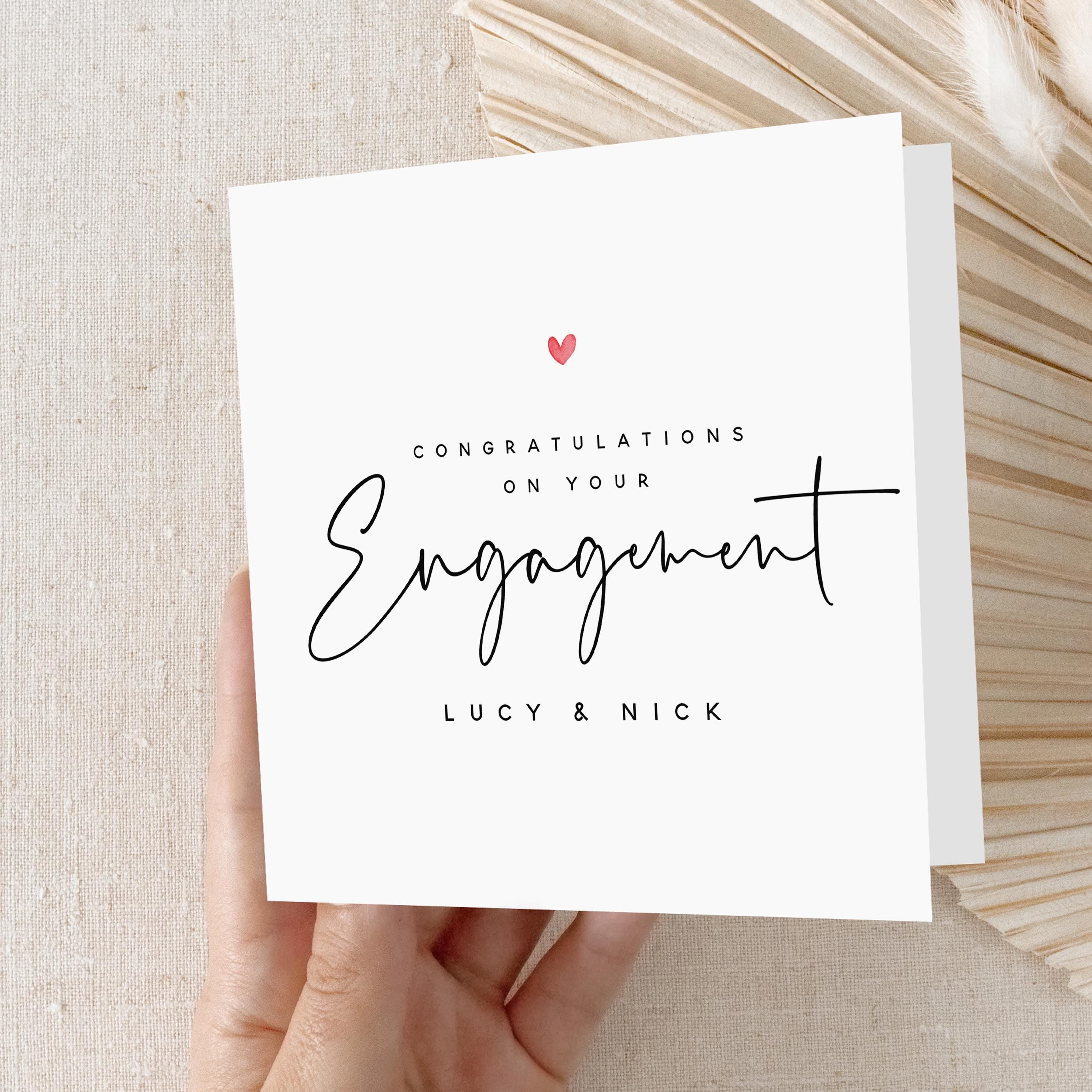 Personalised Engagement Card, Congratulations on Your Engagement Card, Minimal Script Engagement Card, You&