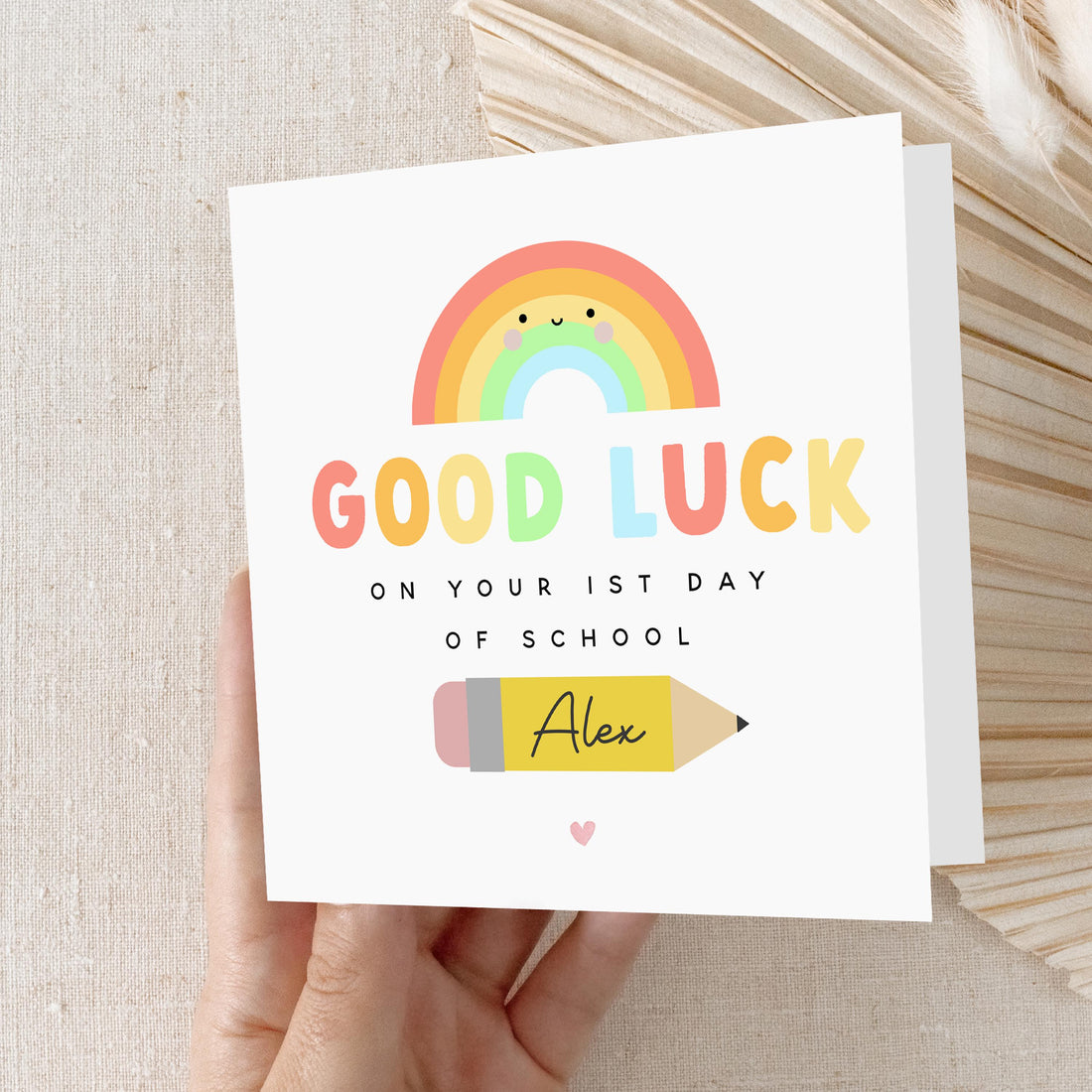 First Day School Card-Personalised Good Luck Card-Back To School Card-Nursery Card-Card For Son-Card For Daughter-Kraft Envelope Included