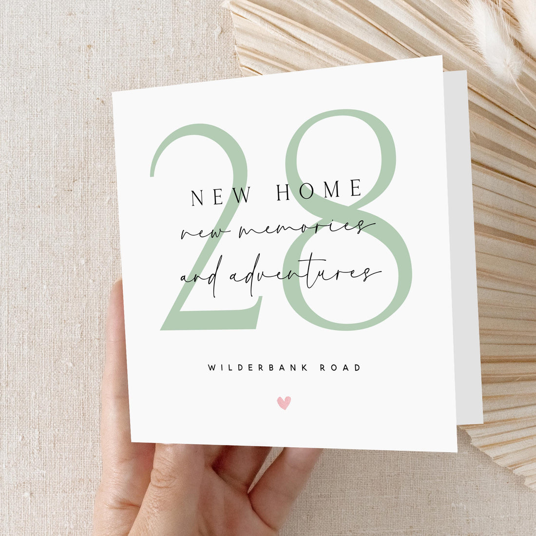 Personalised New Home Card-Housewarming Card-Moving -Welcome -First Home Card-Congratulations New Home Gift-New Memories-Sage House Number