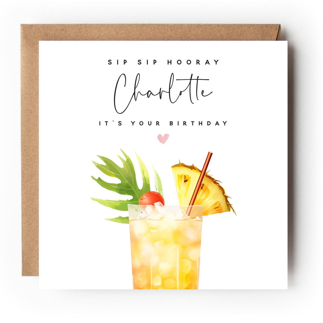 Personalised Birthday Card, Birthday Cocktail Drink Card, Daughter, Granddaughter, Sister, Niece Birthday Card, Birthday Gift,Kraft Envelope