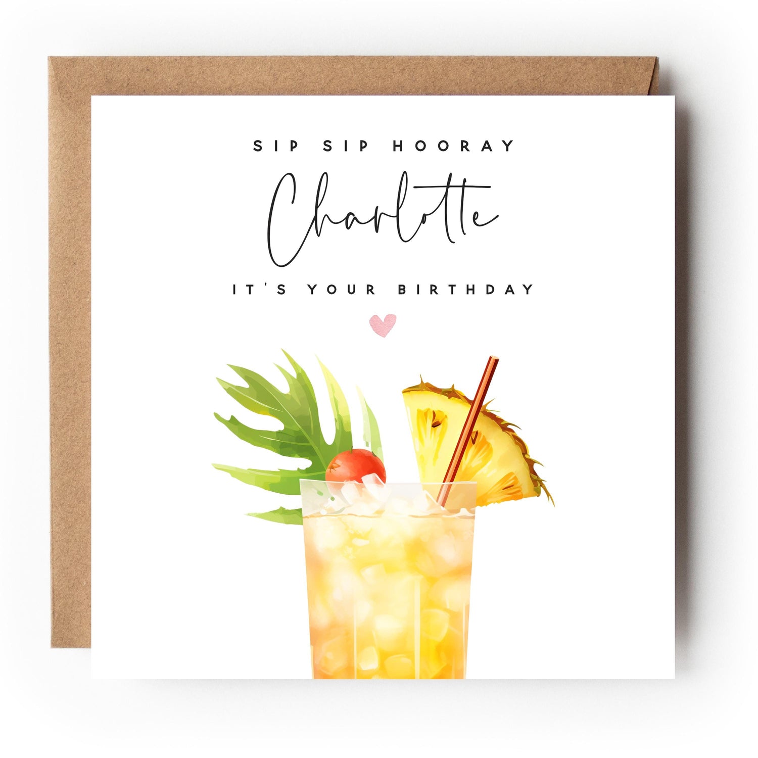 Personalised Birthday Card, Birthday Cocktail Drink Card, Daughter, Granddaughter, Sister, Niece Birthday Card, Birthday Gift,Kraft Envelope