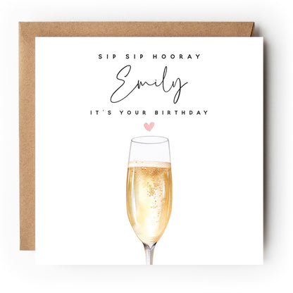Personalised Birthday Card, Birthday Prosecco Drinks Card, Daughter, Granddaughter, Sister, Niece Birthday Card,Birthday Gift,Kraft Envelope