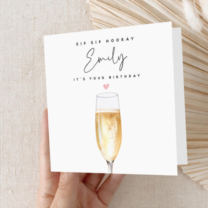 Personalised Birthday Card, Birthday Prosecco Drinks Card, Daughter, Granddaughter, Sister, Niece Birthday Card,Birthday Gift,Kraft Envelope