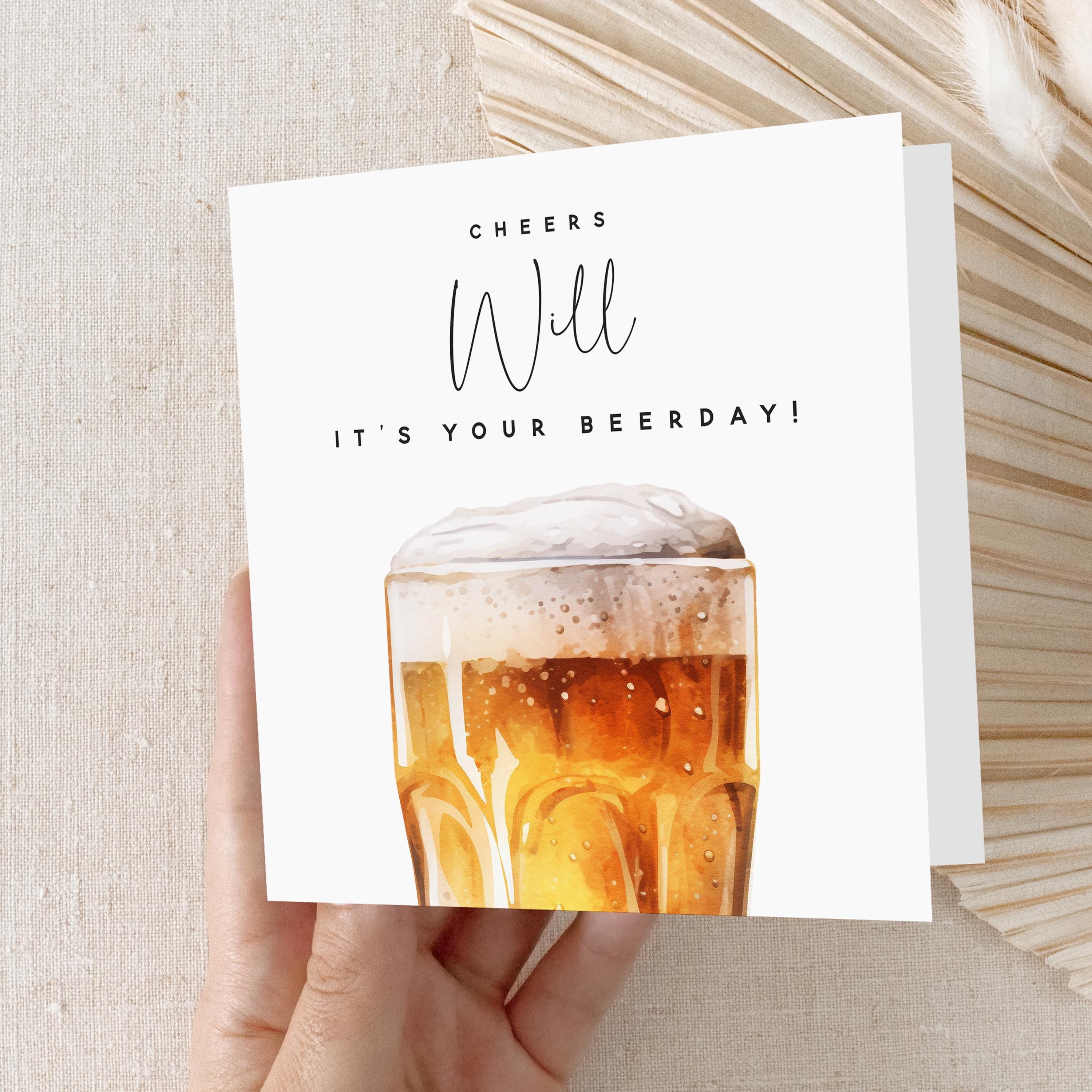 Personalised Birthday Card,Happy Birthday Card For Men,Beer Ale Card, Birthday For Son,Boyfriend,Dad,Birthday Gift For Him-Kraft Envelope